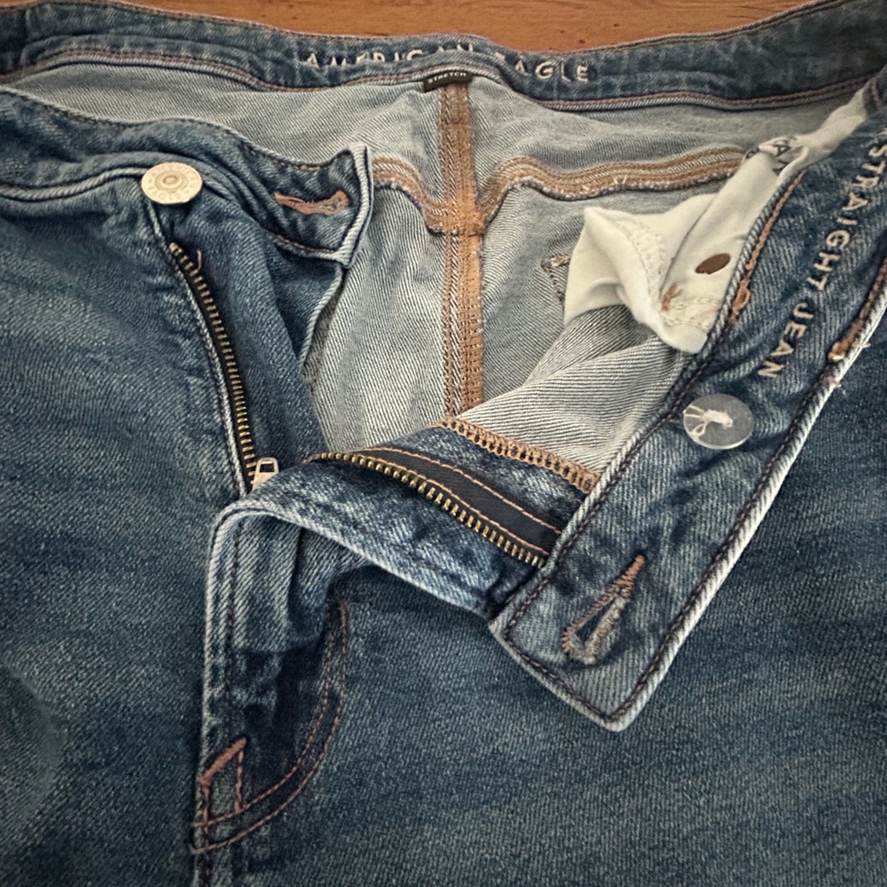 American Eagle Mom Ripped Straight Jeans Blue Size 16 - Picture 15 of 15